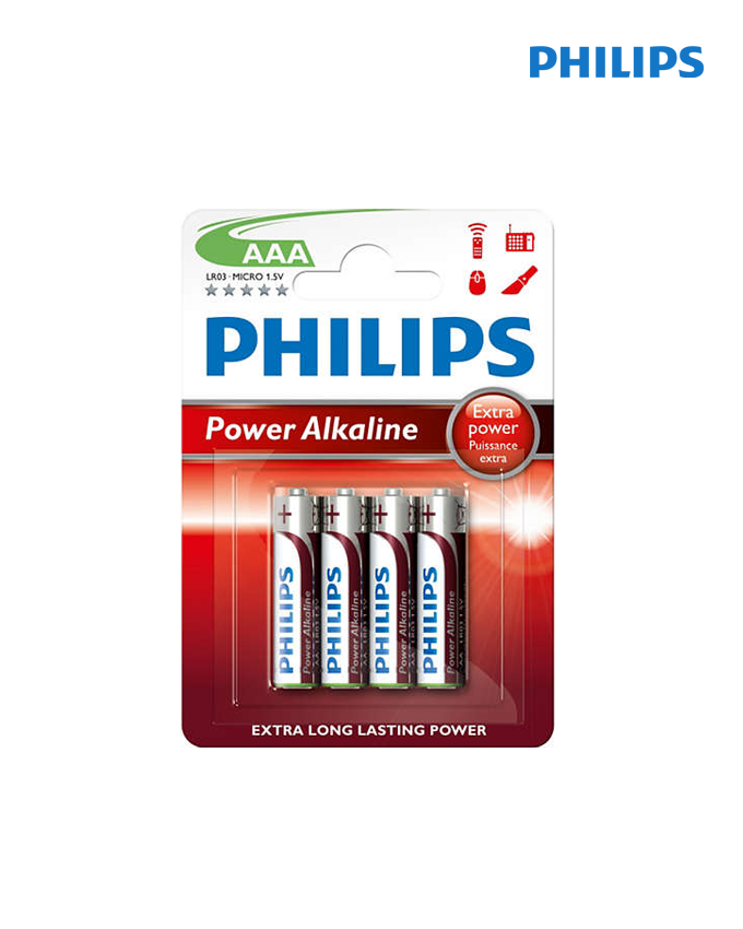Philips Power Alkaline Battery AAAx4 - LR03P4B/10